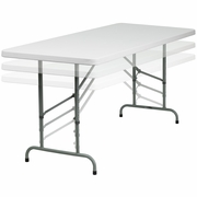 6-FOOT HEIGHT ADJUSTABLE GRANITE WHITE PLASTIC FOLDING TABLE: <font color=green>FREE SHIPPING!</font>