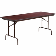 6-FOOT MAHOGANY MELAMINE LAMINATE FOLDING BANQUET TABLE: <font color=green>FREE SHIPPING!</font>