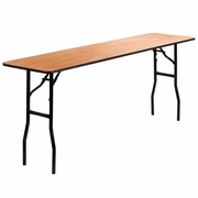 6-FOOT RECTANGULAR WOOD FOLDING TRAINING / SEMINAR TABLE WITH SMOOTH CLEAR COATED FINISHED TOP: <font color=green>FREE SHIPPING!</font>