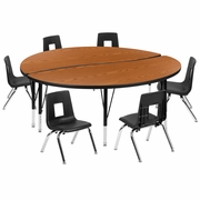 60" CIRCLE WAVE FLEXIBLE LAMINATE ACTIVITY TABLE SET WITH 12" STUDENT STACK CHAIRS, OAK/BLACK: <font color=green>FREE SHIPPING!</font> 60" CIRCLE WAVE FLEXIBLE LAMINATE ACTIVITY TABLE SET WITH 12" STUDENT STACK CHAIRS, OAK/BLACK: <font color=green>FREE SHIPPING!</font>