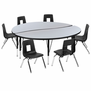 60" CIRCLE WAVE FLEXIBLE LAMINATE ACTIVITY TABLE SET WITH 14" STUDENT STACK CHAIRS, GREY/BLACK <font color=green>FREE SHIPPING!</font> 60" CIRCLE WAVE FLEXIBLE LAMINATE ACTIVITY TABLE SET WITH 14" STUDENT STACK CHAIRS, GREY/BLACK <font color=green>FREE SHIPPING!</font>