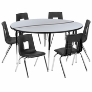 60" CIRCLE WAVE FLEXIBLE LAMINATE ACTIVITY TABLE SET WITH 16" STUDENT STACK CHAIRS, GREY/BLACK <font color=green>FREE SHIPPING!</font> 60" CIRCLE WAVE FLEXIBLE LAMINATE ACTIVITY TABLE SET WITH 16" STUDENT STACK CHAIRS, GREY/BLACK <font color=green>FREE SHIPPING!</font>