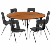 60" CIRCLE WAVE FLEXIBLE LAMINATE ACTIVITY TABLE SET WITH 16" STUDENT STACK CHAIRS, OAK/BLACK <font color=green>FREE SHIPPING!</font> 60" CIRCLE WAVE FLEXIBLE LAMINATE ACTIVITY TABLE SET WITH 16" STUDENT STACK CHAIRS, OAK/BLACK <font color=green>FREE SHIPPING!</font>