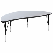 60" HALF CIRCLE WAVE FLEXIBLE COLLABORATIVE GREY THERMAL LAMINATE ACTIVITY TABLE - HEIGHT ADJUSTABLE SHORT LEGS: <font color=green>FREE SHIPPING!</font>