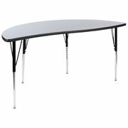 60" HALF CIRCLE WAVE FLEXIBLE COLLABORATIVE GREY THERMAL LAMINATE ACTIVITY TABLE - STANDARD HEIGHT ADJUSTABLE LEGS <font color=green>FREE SHIPPING!</font>