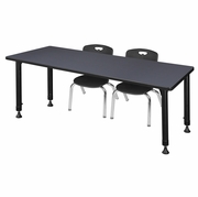 60 X 24 IN. ADJUSTABLE CLASSROOM TABLE- GREY & 2 ANDY 12 IN. STACK CHAIRS- BLACK <FONT COLOR=GREEN>-FREE SHIPPING-</FONT>