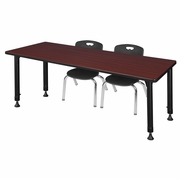 60 X 24 IN. ADJUSTABLE CLASSROOM TABLE- MAHOGANY & 2 ANDY 12 IN. STACK CHAIRS- BLACK <FONT COLOR=GREEN>-FREE SHIPPING-</FONT>