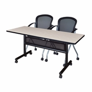 60 X 24 IN. FLIP-TOP PRIVACY NESTING TABLE- MAPLE, 2 NESTING CHAIRS <FONT COLOR=GREEN>-FREE SHIPPING-</FONT>