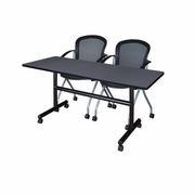 60 X 24 IN. FLIP-TOP TRAINING NESTING TABLE- GREY, 2 NESTING CHAIRS <FONT COLOR=GREEN>-FREE SHIPPING-</FONT>
