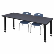 60 X 24 IN. MOBILE ADJUSTABLE CLASSROOM TABLE- GREY & 2 ANDY 12 IN. STACK CHAIRS- BLUE <FONT COLOR=GREEN>-FREE SHIPPING-</FONT>