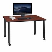 60 X 24 IN. MOBILE DESK- CHERRY TOP, BLACK LEGS <FONT COLOR=GREEN>-FREE SHIPPING-</FONT>