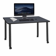 60 X 24 IN. MOBILE DESK- GREY TOP, BLACK LEGS <FONT COLOR=GREEN>-FREE SHIPPING-</FONT>