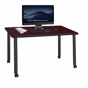 60 X 24 IN. MOBILE DESK- MAHOGANY TOP, BLACK LEGS <FONT COLOR=GREEN>-FREE SHIPPING-</FONT>