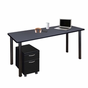 60 X 24 IN. MOBILE DESK WITH STORAGE- GREY TOP, BLACK LEGS <FONT COLOR=GREEN>-FREE SHIPPING-</FONT>