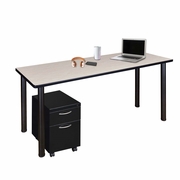 60 X 24 IN. MOBILE DESK WITH STORAGE- MAPLE TOP, BLACK LEGS <FONT COLOR=GREEN>-FREE SHIPPING-</FONT>