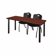 60 X 24 IN. TRAINING TABLE- CHERRY TOP, BLACK LEGS & 2 M STACK CHAIRS- BLACK <FONT COLOR=GREEN>-FREE SHIPPING-</FONT>