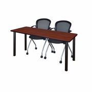 60 X 24 IN. TRAINING TABLE- CHERRY TOP, BLACK LEGS & 2 NESTING CHAIRS <FONT COLOR=GREEN>-FREE SHIPPING-</FONT>