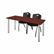 60 X 24 IN. TRAINING TABLE- CHERRY TOP, CHROME LEGS & 2 M STACK CHAIRS- BLACK <FONT COLOR=GREEN>-FREE SHIPPING-</FONT>