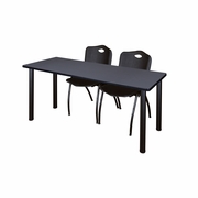 60 X 24 IN. TRAINING TABLE- GREY TOP, BLACK LEGS & 2 M STACK CHAIRS- BLACK <FONT COLOR=GREEN>-FREE SHIPPING-</FONT>