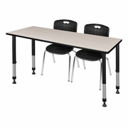 60 X 30 IN. ADJUSTABLE CLASSROOM TABLE- MAPLE & 2 ANDY 18 IN. STACK CHAIRS- BLACK <FONT COLOR=GREEN>-FREE SHIPPING-</FONT>