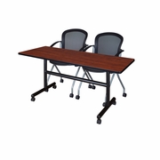 60 X 30 IN. FLIP-TOP TRAINING NESTING TABLE- CHERRY, 2 NESTING CHAIRS <FONT COLOR=GREEN>-FREE SHIPPING-</FONT>