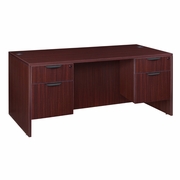 60 X 30 IN. OFFICE DESK WITH DOUBLE PEDESTAL DRAWER UNIT- MAHOGANY <FONT COLOR=GREEN>-FREE SHIPPING-</FONT>