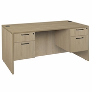 60 X 30 IN. OFFICE DESK WITH DOUBLE PEDESTAL DRAWER UNIT- NOBLE OAK <FONT COLOR=GREEN>-FREE SHIPPING-</FONT>