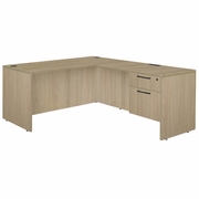 60 X 77 IN. L DESK WITH SINGLE PEDESTAL DRAWER UNIT- NOBLE OAK <FONT COLOR=GREEN>-FREE SHIPPING-</FONT> 60 X 77 IN. L DESK WITH SINGLE PEDESTAL DRAWER UNIT- NOBLE OAK <FONT COLOR=GREEN>-FREE SHIPPING-</FONT>