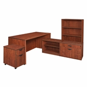 66 IN. HI-LOW L DESK WITH OPEN HUTCH AND SINGLE MOBILE PEDESTAL- CHERRY <FONT COLOR=GREEN>-FREE SHIPPING-</FONT> 66 IN. HI-LOW L DESK WITH OPEN HUTCH AND SINGLE MOBILE PEDESTAL- CHERRY <FONT COLOR=GREEN>-FREE SHIPPING-</FONT>