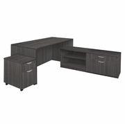 66 IN. HI-LOW L DESK WITH SINGLE MOBILE PEDESTAL- ASH GREY <FONT COLOR=GREEN>-FREE SHIPPING-</FONT> 66 IN. HI-LOW L DESK WITH SINGLE MOBILE PEDESTAL- ASH GREY <FONT COLOR=GREEN>-FREE SHIPPING-</FONT>