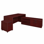 66 IN.HI-LOW L DESK WITH SINGLE MOBILE PEDESTAL- MAHOGANY <FONT COLOR=GREEN>-FREE SHIPPING-</FONT> 66 IN.HI-LOW L DESK WITH SINGLE MOBILE PEDESTAL- MAHOGANY <FONT COLOR=GREEN>-FREE SHIPPING-</FONT>