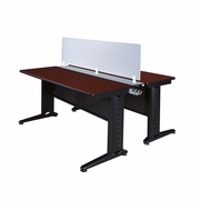 66 X 24 IN. 2 PERSON BENCH WORKSTATION WITH PRIVACY PANEL- MAHOGANY <FONT COLOR=GREEN>-FREE SHIPPING-</FONT>