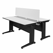 66 X 24 IN. 2 PERSON BENCH WORKSTATION WITH PRIVACY PANEL- WHITE <FONT COLOR=GREEN>-FREE SHIPPING-</FONT>