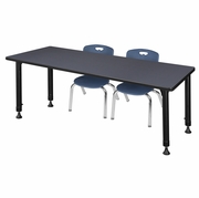 66 X 24 IN. ADJUSTABLE CLASSROOM TABLE- GREY & 2 ANDY 12 IN. STACK CHAIRS- BLUE <FONT COLOR=GREEN>-FREE SHIPPING-</FONT>