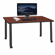 66 X 24 IN. MOBILE DESK- CHERRY TOP, BLACK LEGS <FONT COLOR=GREEN>-FREE SHIPPING-</FONT>