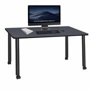 66 X 24 IN. MOBILE DESK- GREY TOP, BLACK LEGS <FONT COLOR=GREEN>-FREE SHIPPING-</FONT>