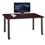 66 X 24 IN. MOBILE DESK- MAHOGANY TOP, BLACK LEGS <FONT COLOR=GREEN>-FREE SHIPPING-</FONT>