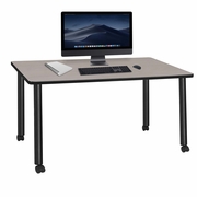 66 X 24 IN. MOBILE DESK- MAPLE TOP, BLACK LEGS <FONT COLOR=GREEN>-FREE SHIPPING-</FONT>