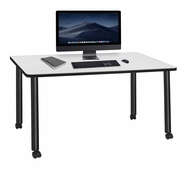 66 X 24 IN. MOBILE DESK- WHITE TOP, BLACK LEGS <FONT COLOR=GREEN>-FREE SHIPPING-</FONT>