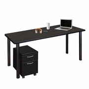 66 X 24 IN. MOBILE DESK WITH STORAGE- ASH GREY TOP, BLACK LEGS <FONT COLOR=GREEN>-FREE SHIPPING-</FONT>
