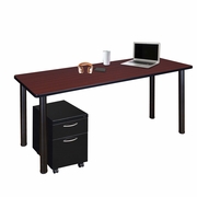 66 X 24 IN. MOBILE DESK WITH STORAGE- MAHOGANY TOP, BLACK LEGS <FONT COLOR=GREEN>-FREE SHIPPING-</FONT>