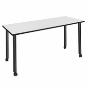 66 X 24 IN. MOBILE TRAINING SEMINAR TABLE- WHITE TOP, BLACK LEGS <FONT COLOR=GREEN>-FREE SHIPPING-</FONT>