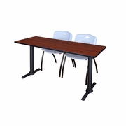 66 X 24 IN. T-BASE TRAINING SEMINAR TABLE- CHERRY & 2 M STACK CHAIRS- GREY <FONT COLOR=GREEN>-FREE SHIPPING-</FONT>