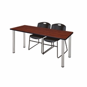 66 X 24 IN. TRAINING TABLE- CHERRY TOP, CHROME LEGS & 2 CHAIRS- BLACK <FONT COLOR=GREEN>-FREE SHIPPING-</FONT>