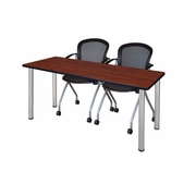 66 X 24 IN. TRAINING TABLE- CHERRY TOP, CHROME LEGS & 2 NESTING CHAIRS <FONT COLOR=GREEN>-FREE SHIPPING-</FONT>