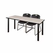 66 X 24 IN. TRAINING TABLE- MAPLE TOP, BLACK LEGS & 2 CHAIRS- BLACK <FONT COLOR=GREEN>-FREE SHIPPING-</FONT>