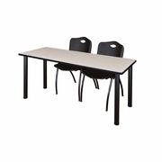 66 X 24 IN. TRAINING TABLE- MAPLE TOP, BLACK LEGS & 2 M STACK CHAIRS- BLACK <FONT COLOR=GREEN>-FREE SHIPPING-</FONT>