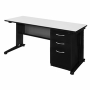 66 X 24 TEACHERS DESK WITH SINGLE PEDESTAL DRAWER UNIT- WHITE <FONT COLOR=GREEN>-FREE SHIPPING-</FONT>