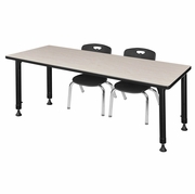 66 X 30 IN. ADJUSTABLE CLASSROOM TABLE- MAPLE & 2 ANDY 12 IN. STACK CHAIRS- BLACK <FONT COLOR=GREEN>-FREE SHIPPING-</FONT>