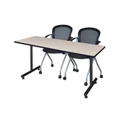 66 X 30 IN. T-BASE TRAINING SEMINAR TABLE- MAPLE, 2 NESTING CHAIRS <FONT COLOR=GREEN>-FREE SHIPPING-</FONT>